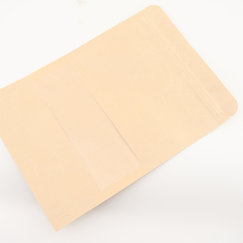 Saco de papel Kraft com zíper de filme transparente