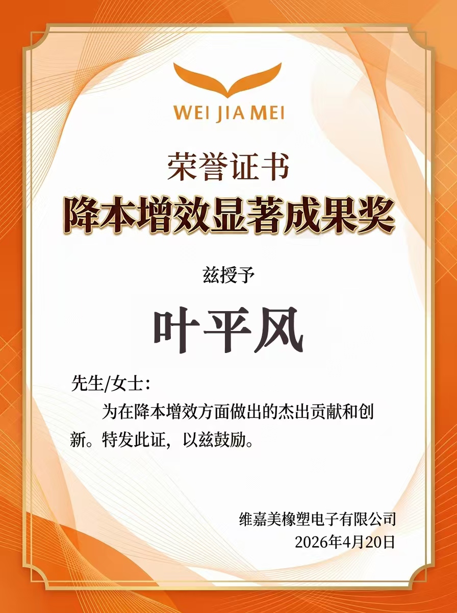 Cost Reduction and Efficiency Improvement Significant Achievement Award - Yepingfeng