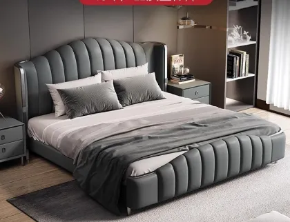 Large Deluxe Modern House Platform Bed Frame Solid Wood Wall Bed