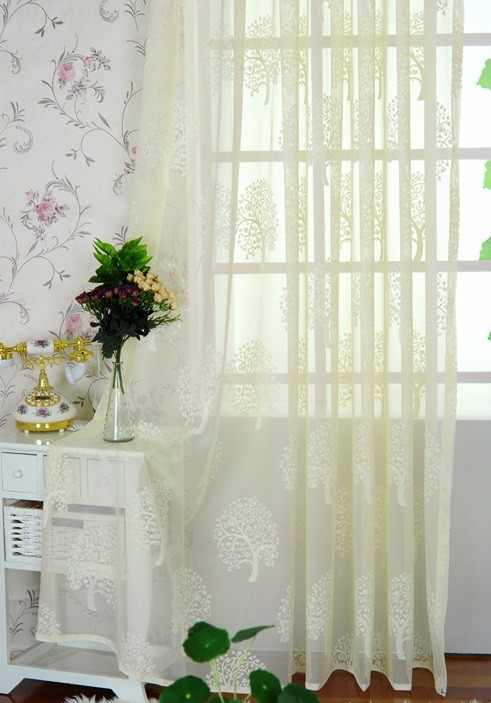 Household Money Tree Plant Pattern Curtain C