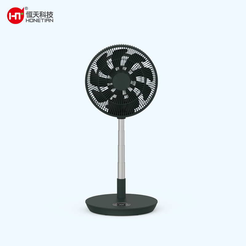 HONETIAN foldable buit in battery 12 speeds 4 modes 12 timer 12 inch 9 blades DC circulator stand custom colors indoor fan