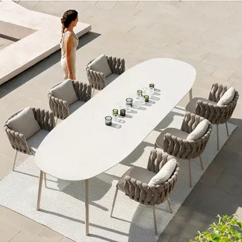 Modern Royal Hotel Rope Dining Set - Patio Furniture for Balcony and Garden