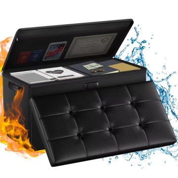 Large Capacity Fireproof Storage Ottoman Bench Foot Stool - Water Resistant