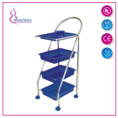 Four Drawer Black And Blue Color Salon Trolley