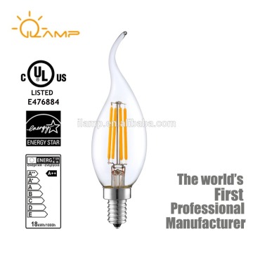 UL Energy star Listed C35 candle Led Filament Candle Bulb Lights E12 4W for decoration