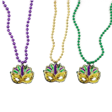 Party Decor: Beaded Necklace Mardi Gras Accessory