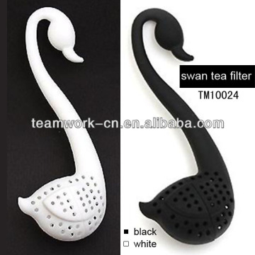 Healthy life swan shaped plastic mesh tea strainer