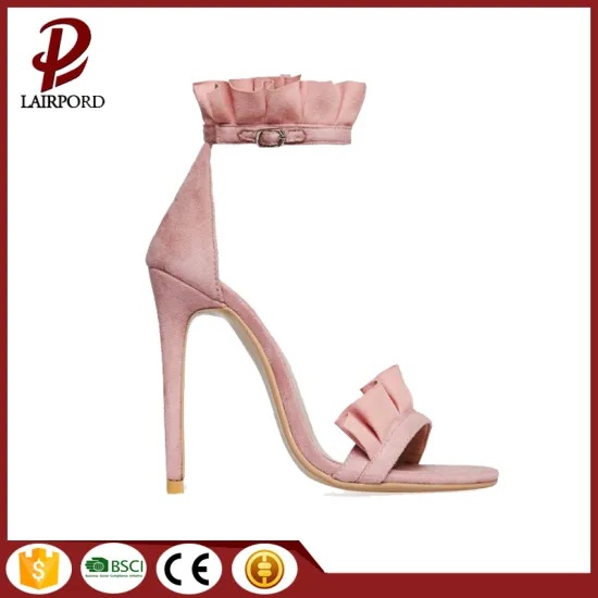 pink lace flower summer sandals for lady
