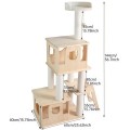 Luxury Cat Tree House Modern Design Cat Scratcher Tower Indoor Climbing Furniture Natural Wood Sisal Column Multi Level Carton