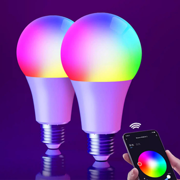 Smart LED Light Bulb with Bluetooth and Tuya Control, RGB, Dimmable, Compatible with Alexa and WiFi, B22/E27/E26, 10W