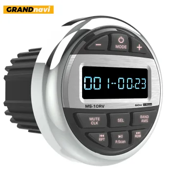 GRANDnavi Marine Gauge Hole Receiver: USB Radio Wired Remote with Waterproof BT Audio FM AM Stereo