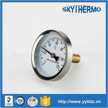 bimetal small round dial type hot water thermometer