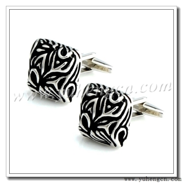 Square Shape Classic Black Enamel Cufflinks