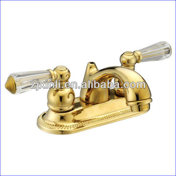 High Quality Dual Handle Brass Basin Mixer, Polish and Gold Color