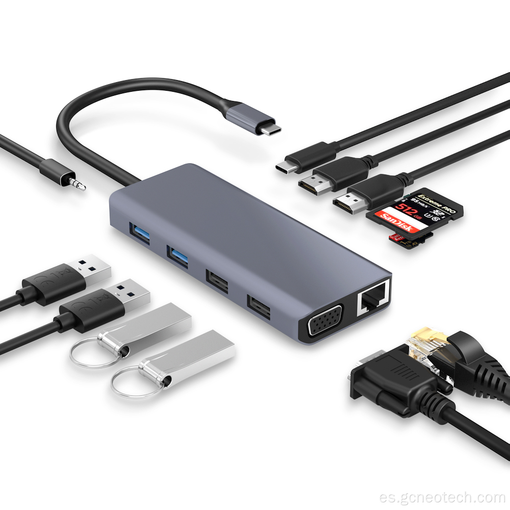Estación de acoplamiento USB-C 12-in-1 a HDMI Gigabit Ethernet