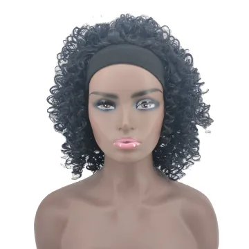 wholesale cheap short black afro kinky curly wigs synthetic hair wigs headband wig for black women