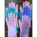 Heat resistant scrub silicone washing gloves