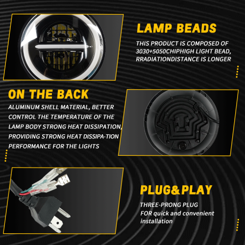 Offroad 7 Inch Led Motorcycle Headlight For Jeep