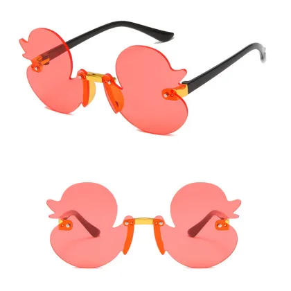 Rimless Duck Shape Sunglasses for Children: UV400 Protection, Party Decorative Sun Shades for Babies