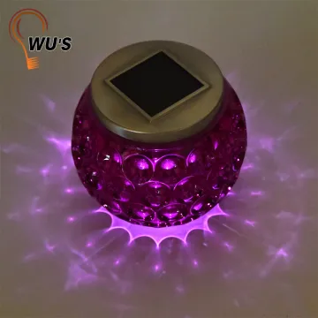 Outdoor decoration solar crackle glass lights round solar lights