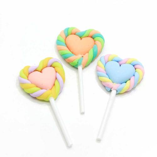 Simulatie Kleurrijke Hartvorm Polymeer Klei Lollipop Diy Kleimaterialen Voor Telefoon Shell Accessoires Diy Klei Decoratie