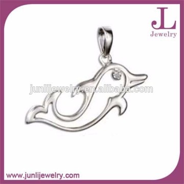 CZ Stone Silver Stainless Steel Woman Pendant Lovely Dolphin Pendant
