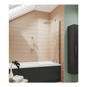6mm Square Shower Room Bath Screen with Fixed Panel and Swing Door