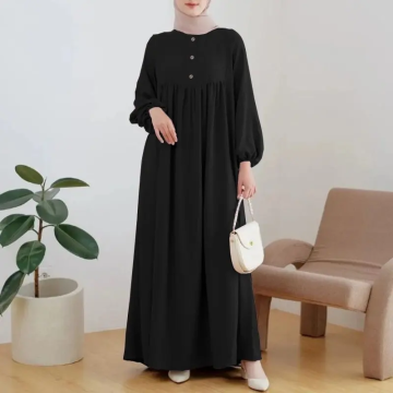 Women White Loose Solid Color Dress Long Dress