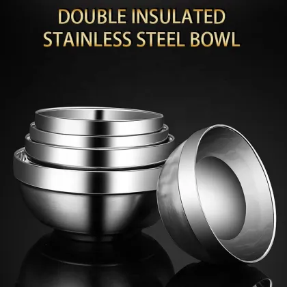 Metal Rice Soup Bowl Heat Insulated Double Walled