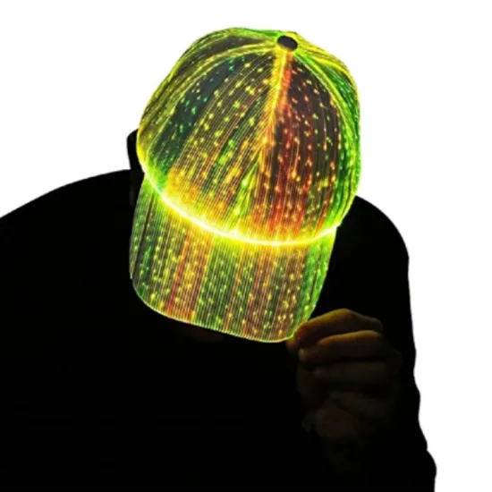 LED Light Up Fiber Optic Glow in the Dark Baseball Cap