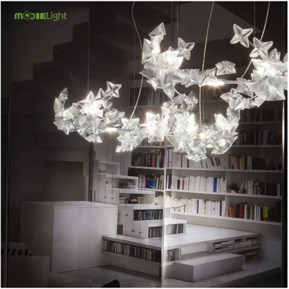 Modern Italian Hotel Bedroom Decoration LED Resin Prism Chandelier Slamp Hanami