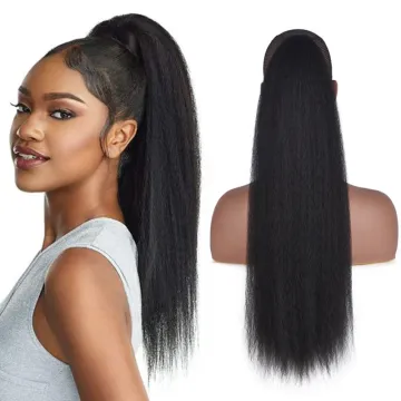 22 Inch Synthetic Clip In Afro Kinky Straight Ponytail Hairpieces Drawstring Ponytail Hair Extension With Band Comb Synthetic