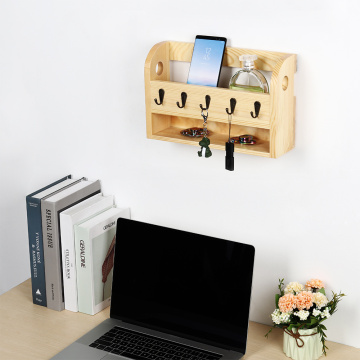 Vintage Wood Wall-Mounted Mail Organizer Key Holder