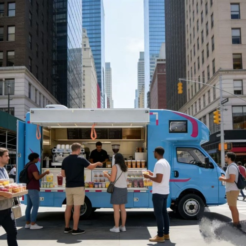 شاحنة قهوة قابلة للتكيف لرجال الأعمال في المناطق الحضرية