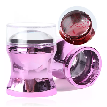 Kit perangko seni kuku ukuran besar 3.8cm: pegangan logam, kepala silikon jelly bening, dan dua pencakar