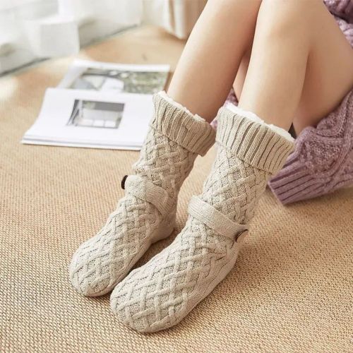 Mens Slipper Socks With Grippers Mens Knitted Thick Fuzzy Slipper Socks Supplier