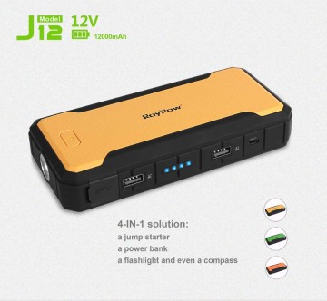 Safe Portable Roypow J12, 2016 Hot 12000mAh Jump Starter, Multi Function Portable Auto Battery Booster