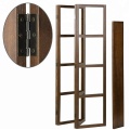 Wood 4-Panel Room Divider 4 Tier Display Rack