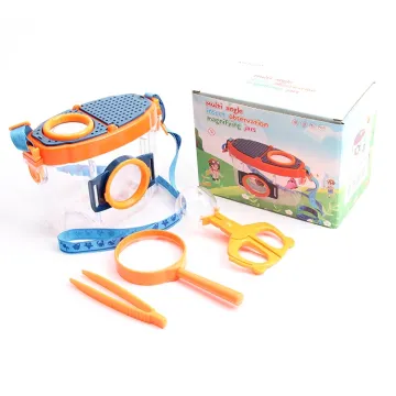 Children's Outdoor Exploration: Jar Experiment Observation with Magnifying Glass