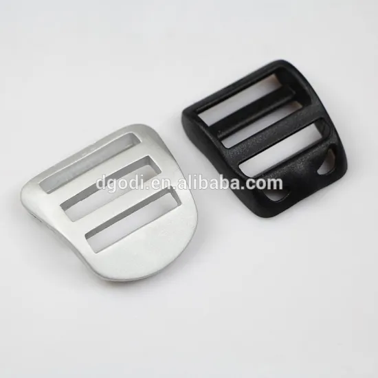 Black and silver anodized aluminum Ladder lock buckle and cam lock buckle