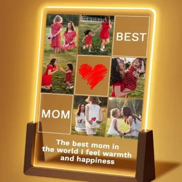 Custom U-Shaped Wooden Photo Frame 3D Night Light