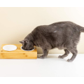 Elevated Bamboo Pet Table with Duo Bowls