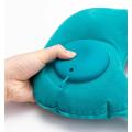 Almohada de cuello inflable azul portátil para avión