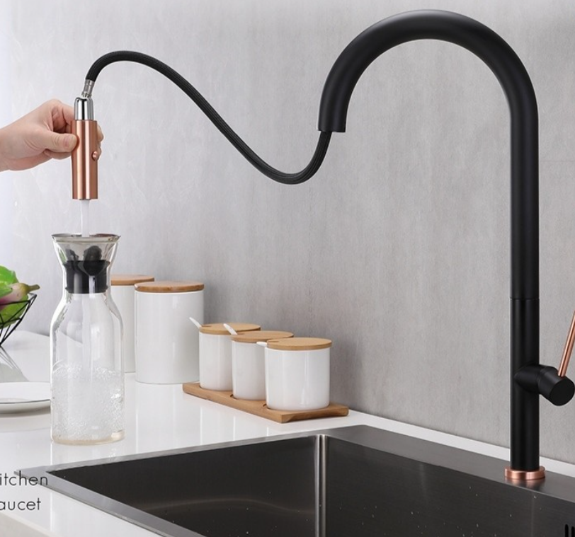 스트림 스프레이 블랙 레드 분지 싱크 풀 아웃 수도꼭지 풀 아웃 매트 블랙 욕실 수도꼭지 단일 레버 분지 믹서