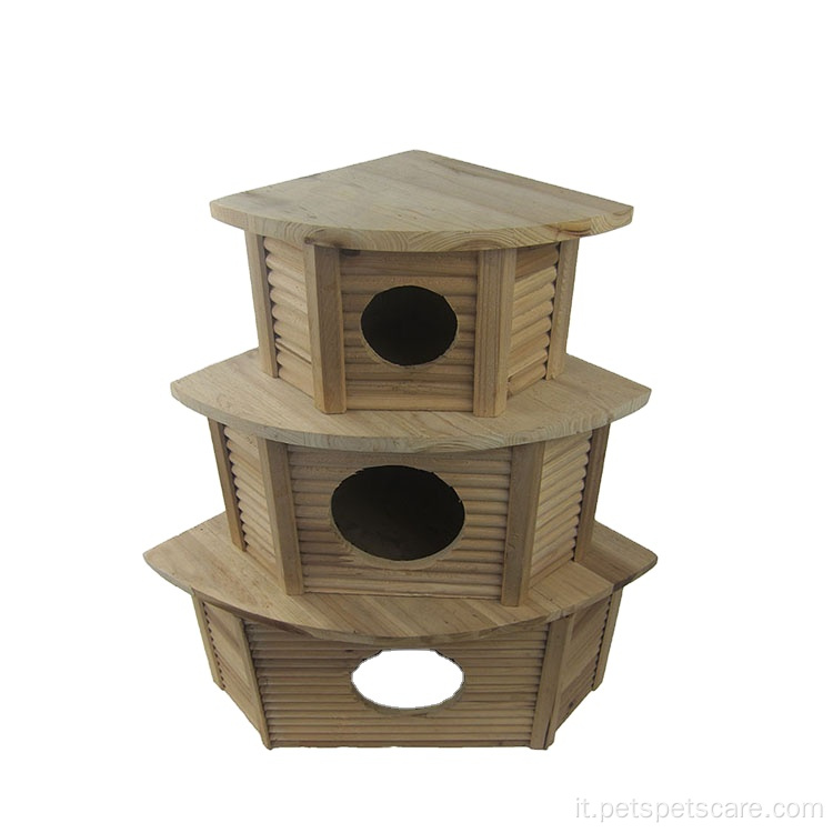 Gabbie per uccelli in legno assemblate a 3 piani