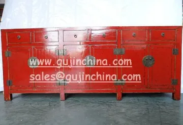 Chinese Antique Reproduction Furniture Solid Wooden Buffet Red