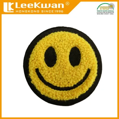 Smile yellow face chenille patch, emoji chenille patch, chenille smiley patch