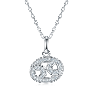 S925 Silver White Plated Moissanite Stone Twelve Constellations Cancer Necklace for Women