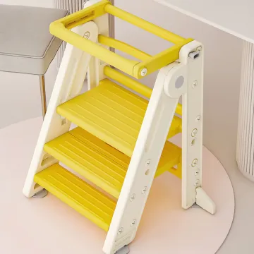 Foldable Plastic Kids Kitchen Step Stool with Handle for Toddlers