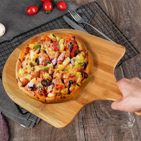 Multi Function Baking Pizza Tools Natural Lightweight Smooth bamboo Pizza Peel Paddle and Cutting Board with Handle